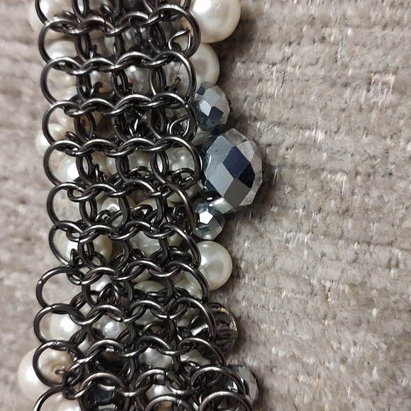 Silver Tone, Faux Pearl Cha Cha Bracelet - Picture 4 of 4